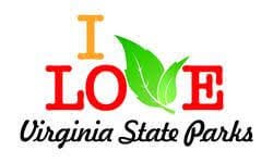 Multicolored I Love Virginia State Parks logo on white background