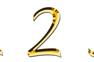 The numbers 1 2 3 in gold on white background